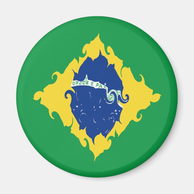 Brazil Gnarly Flag Magnet (Front)