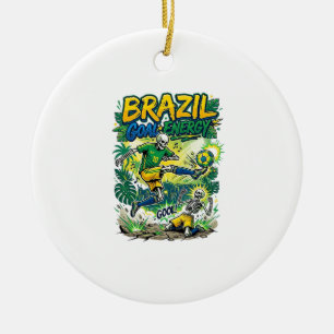 Brazil Goal Energy Skeleton Striker Nations Creati Ceramic Tree Decoration