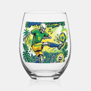 Brazil Goal Energy Skeleton Striker Nations Creati Stemless Wine Glass