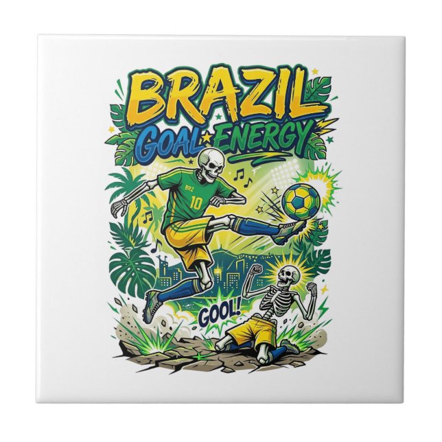 Brazil Goal Energy Skeleton Striker Nations Creati Tile (Front)