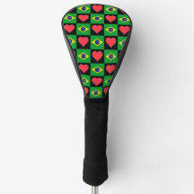 Brazil Golf Love Heart Pattern Patriotic Brazilian