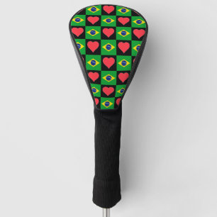 Brazil Golf Love Heart Pattern Patriotic Brazilian Head Cover