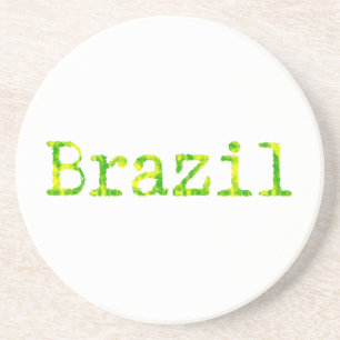 Brazil Green and Yellow Font Coaster