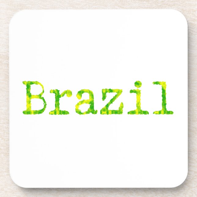 Brazil Green and Yellow Font Coaster (Front)