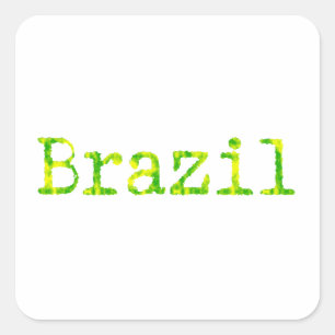 Brazil Green and Yellow Font Square Sticker