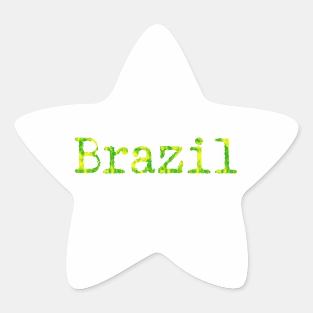 Brazil Green and Yellow Font Star Sticker (Front)