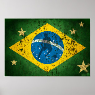 Brazil Grunge flag for Brazilians Soccer Sports Poster