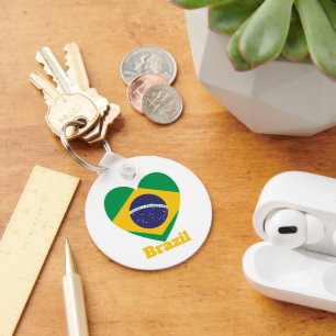 Brazil Heart Flag    Key Ring