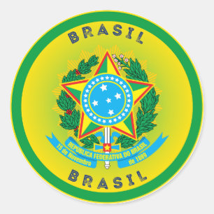 Brazil Heritage Emblem Classic Round Sticker