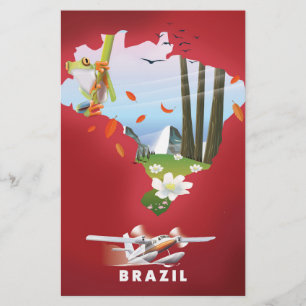 Brazil Illustrated travel poster.