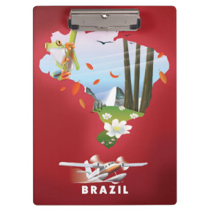 Brazil Illustrated travel poster. Clipboard