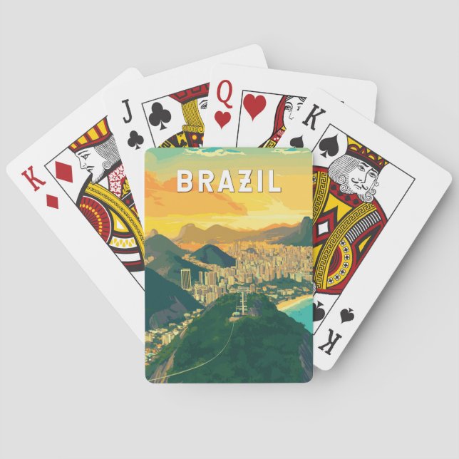 Brazil Illustration Travel Art Vintage Playing Cards (Back)