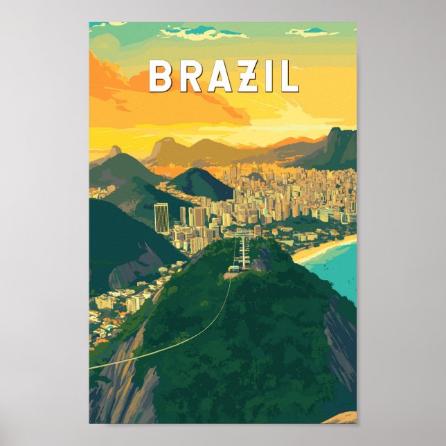 Brazil Illustration Travel Art Vintage Poster (Front)