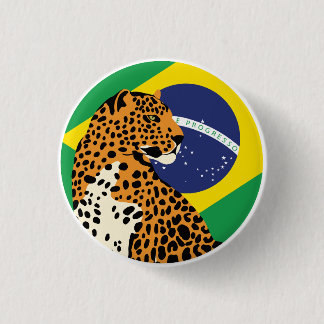 Brazil Jaguar Brazilian National Animal Flag 3 Cm Round Badge