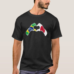 Brazil Japan Flag Brazilian Japanese Heart T-Shirt