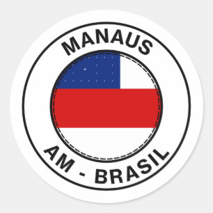 Brazil Manaus Amazonas AM Bandeira Stamp Classic Round Sticker