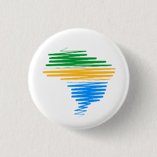 Brazil map border with brazilian flag colours 3 cm round badge