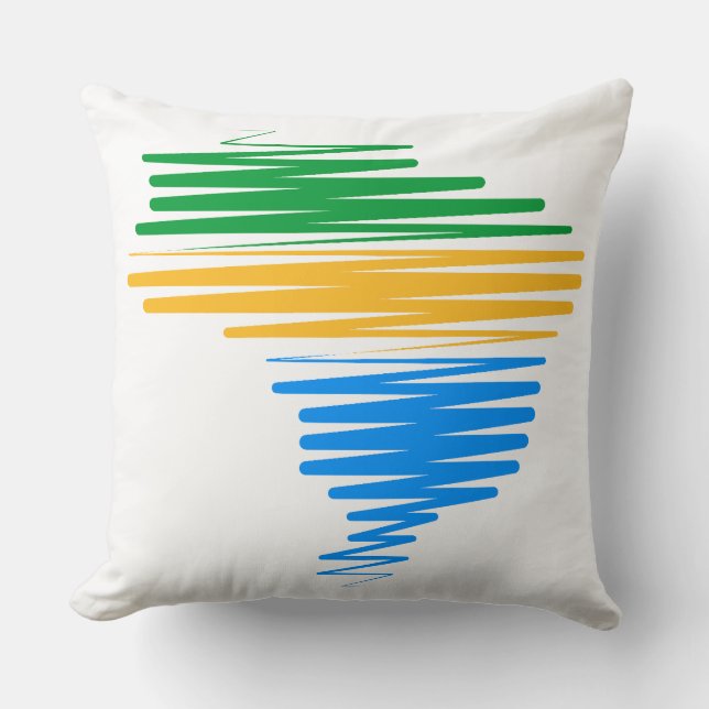 Brazil map border with brazilian flag colours cushion (Front)