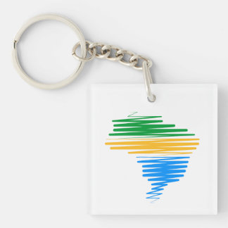 Brazil map border with brazilian flag colours key ring