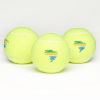 Brazil map border with brazilian flag colours tennis balls