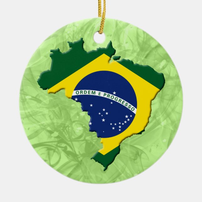 Brazil map ceramic tree decoration (Front)