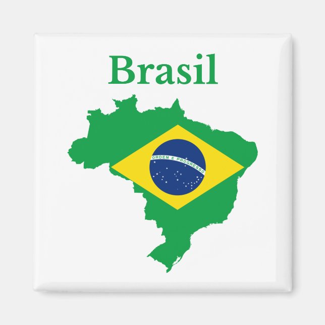 Brazil Map Flag Design Magnet (Front)