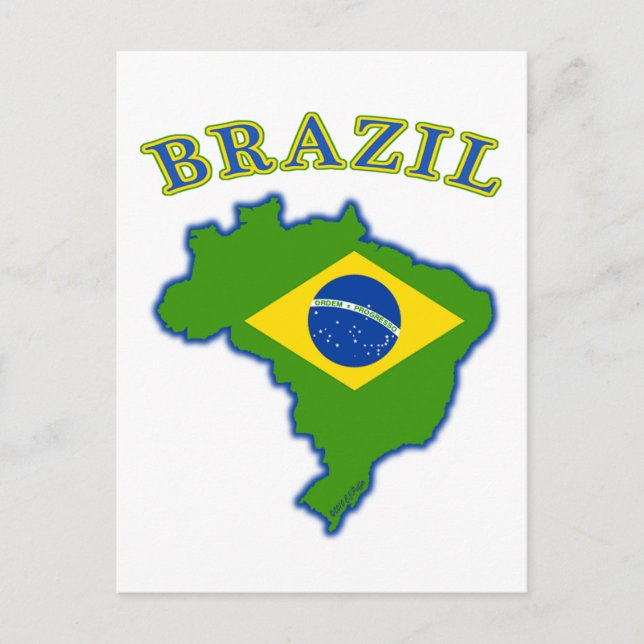 BRAZIl Map/Flag Postcard (Front)