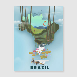 Brazil map Illustrated travel poster