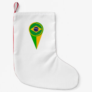 Brazil Map Pointer Location Flag Small Christmas Stocking