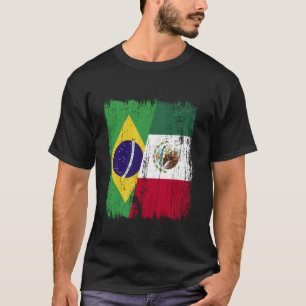 Brazil Mexico Half Flag Brazilian Mexican Heritage T-Shirt