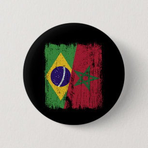 Brazil Morocco Half Flag Brazilian Moroccan 6 Cm Round Badge