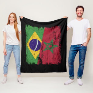 Brazil Morocco Half Flag Brazilian Moroccan Fleece Blanket