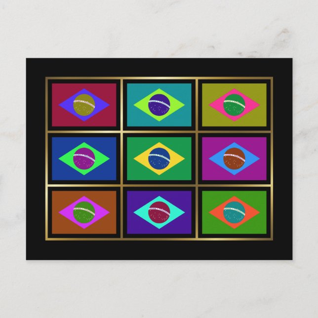 Brazil Multihue Flags Postcard (Front)