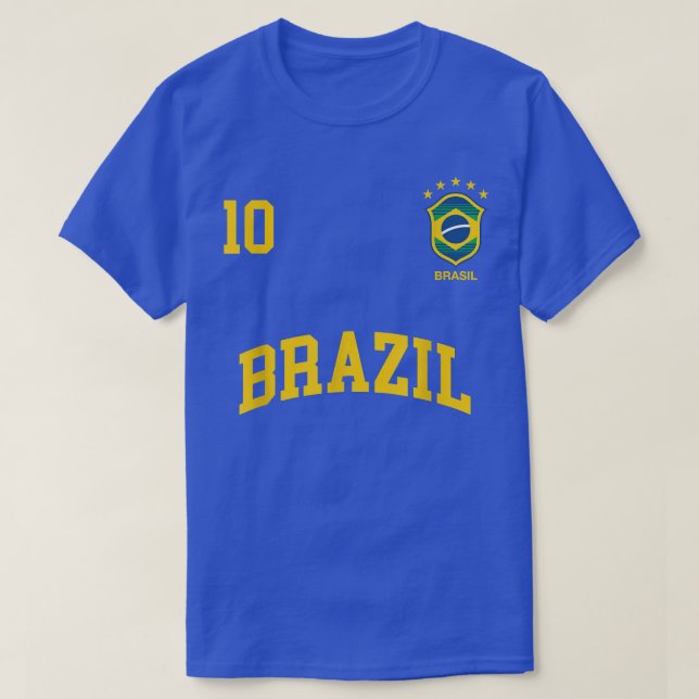 Brazil  Number 10 Brazilian Soccer Team Sports  T-Shirt (Design Front)