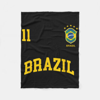 Brazil Number 11 Brazilian Soccer Team Sports Shir Fleece Blanket