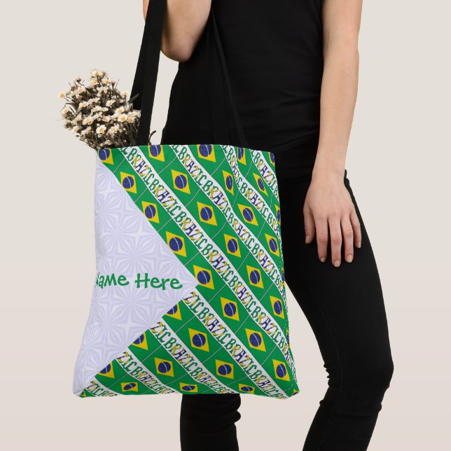 Brazil Personalised Tiled Heritage  Tote Bag (Close Up)
