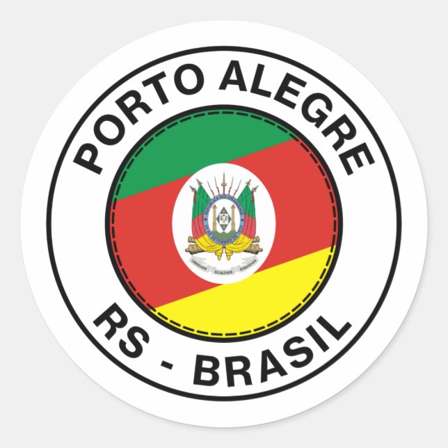 Brazil Porto Alegre Rio Grande do Sul Bandeira Classic Round Sticker (Front)