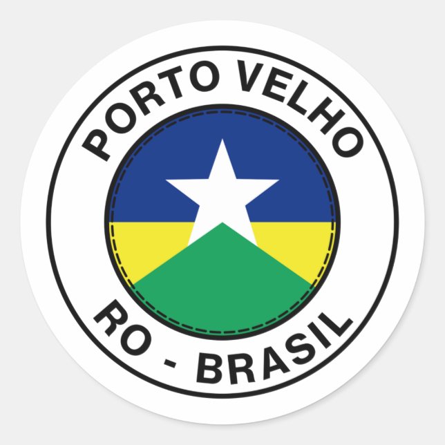 Brazil Porto Velho Rondonia RO Bandeira Stamp Classic Round Sticker (Front)