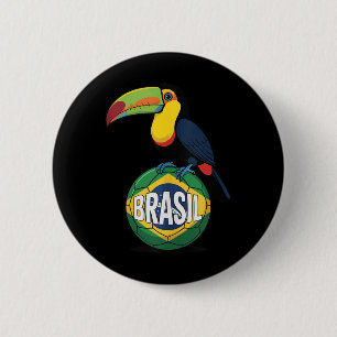 Brazil Pride Flag Brasil Toucan Soccer Ball Footba 6 Cm Round Badge