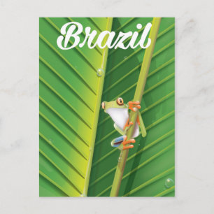 Brazil rainforest tree frog travel poster postcard