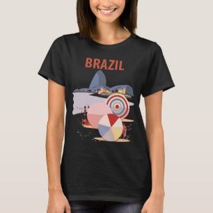 Brazil Rio Beach Umbrella Retro Travel T-Shirt