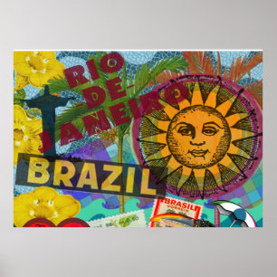 Brazil Rio Collage Sun South America Poster