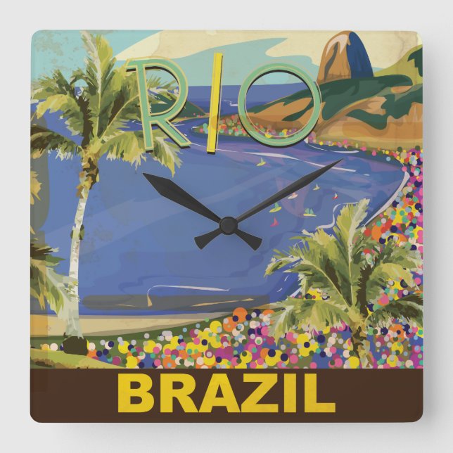 Brazil - Rio De Janeiro Square Wall Clock (Front)