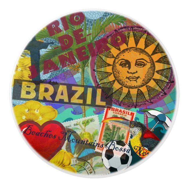 Brazil Rio de Janiero Sun Travel Colourful Art Ceramic Knob (Front)