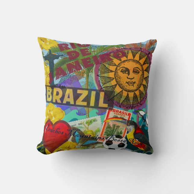 Brazil Rio de Janiero Sun Travel Colourful Art Cushion (Front)