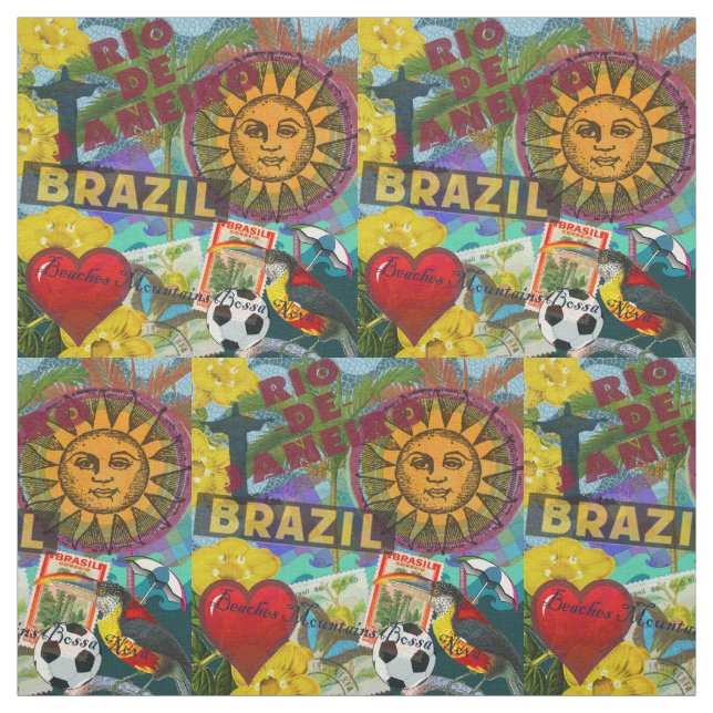 Brazil Rio de Janiero Sun Travel Colourful Art Fabric (Swatch)