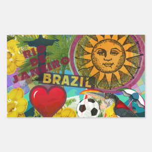 Brazil Rio de Janiero Sun Travel Colourful Art Rectangular Sticker