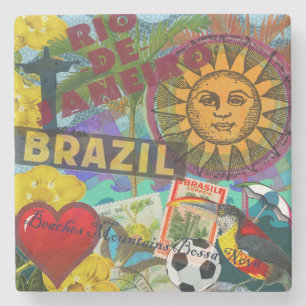 Brazil Rio de Janiero Sun Travel Colourful Art Stone Coaster