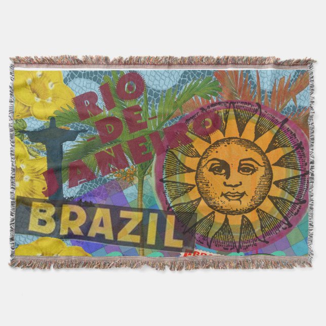 Brazil Rio de Janiero Sun Travel Colourful Art Throw Blanket (Front)
