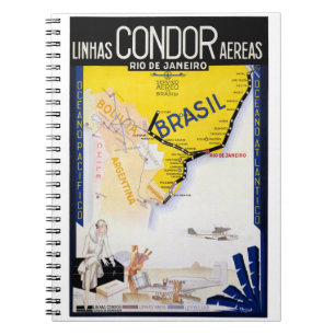 Brazil Rio Vintage Travel Poster Restored Notebook